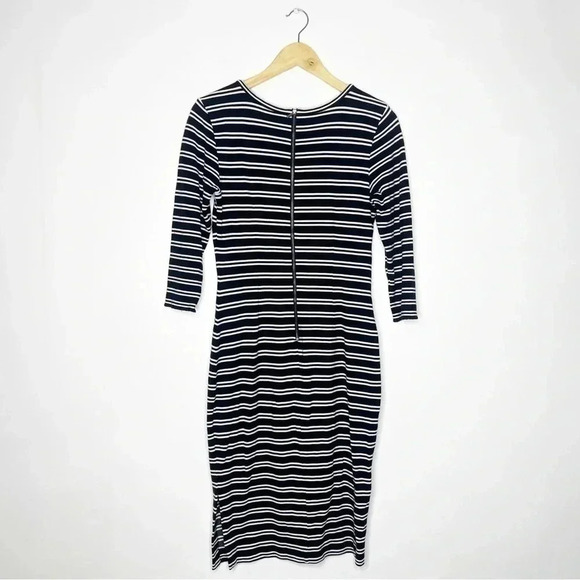 Ann Taylor Black White Stripe Dress MIDI Size Small - Picture 8 of 8